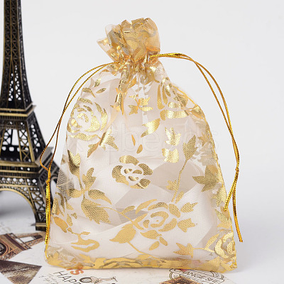 Rose Printed Organza Bags OP-R021-10x15-04-1