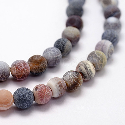 Frosted Natural Weathered Agate Beads Strands X-G-F367-8mm-07-1