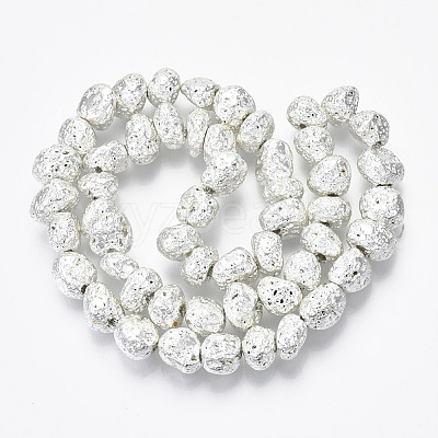 Electroplated Natural Lava Rock Beads Strands G-S352-29S-1
