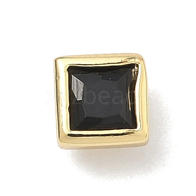 Square Brass Micro Pave Cubic Zirconia Cabochons KK-P345-13G-E04-1