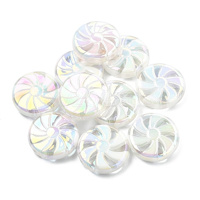 10Pcs UV Plating Opaque Acrylic Beads OACR-YW0002-21B-1