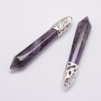 Natural Amethyst Big Pointed Pendants LS-G-D860-C22-P-1