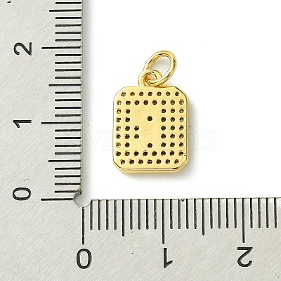 Rack Plating Brass Micro Pave Clear Cubic Zirconia Charms KK-G501-01R-G-1