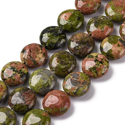 Natural Unakite Beads Strands G-C159-A10-01-1