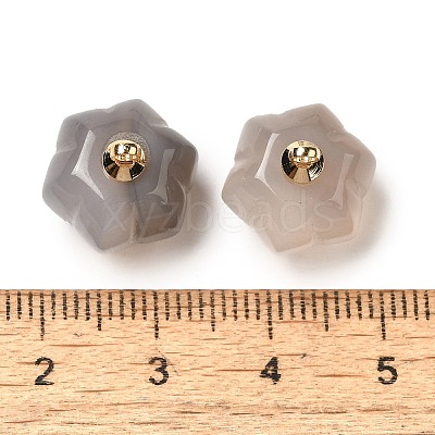 Natural Grey Agate Pumpkin Charms with Golden Tone Brass Bails G-C158-06G-03-1