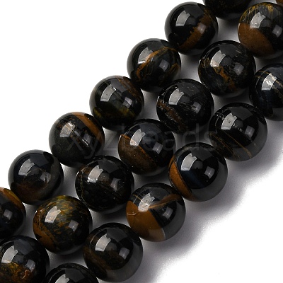 Dyed Natural Blue Tiger Iron Beads Strands G-G286-A03-10mm-1