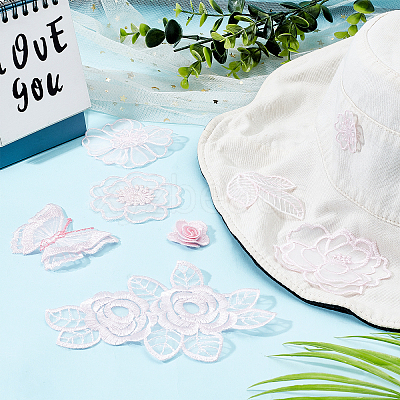 16Pcs 8 Style Polyester Lace Computerized Embroidery Ornament Accessories DIY-AR0002-37-1