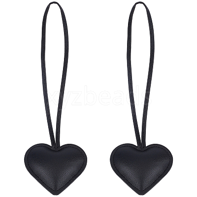 PU Leather Heart Pendant Decorations HJEW-CL0001-12B-1