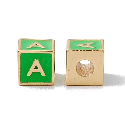 Rack Plating Brass Enamel Beads KK-B060-04G-02A-1