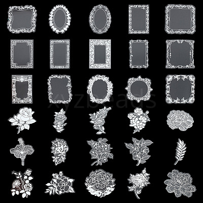 2 Boxes 2 Styles PET Hollow Lace Stickers Set DIY-GF0006-78-1