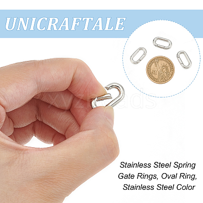 4Pcs 304 Stainless Steel Spring Gate Rings STAS-UN0051-08-1