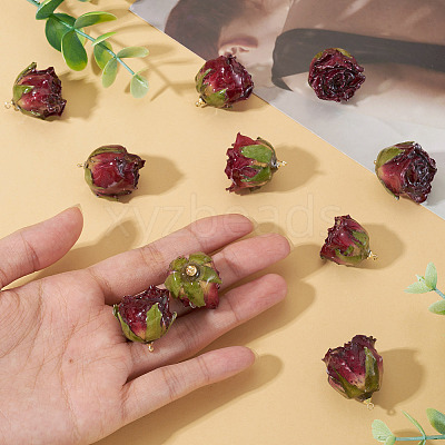 10Pcs Preserved Rose Pendants KY-TA0001-62-1