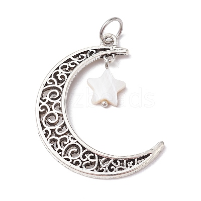 Alloy Moon Pendants PALLOY-JF02290-02-1