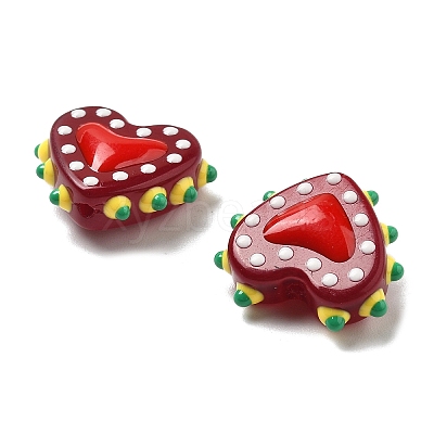 Baking Paint Glass Bumpy Beads Heart LAMP-V001-07G-1