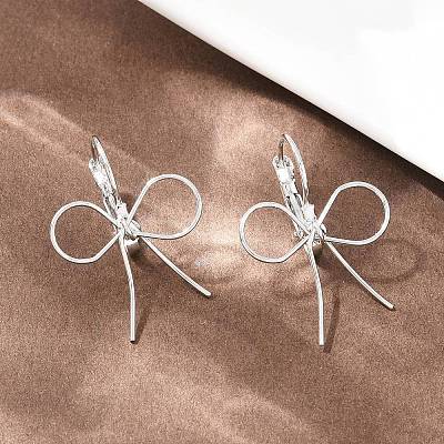 Bowknot Brass Leverback Earrings EJEW-A150-04C-P-1