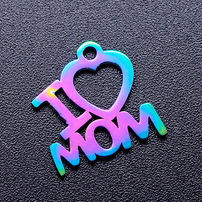 Mother's Day Ion Plating(IP) 201 Stainless Steel Charms LS-STAS-Q201-JN173-1