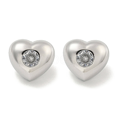 Brass Micro Pave Cubic Zirconia Stud Earrings for Women EJEW-E312-01D-P-1