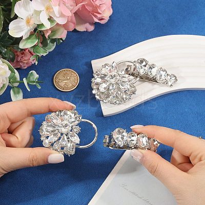 2Pcs Flower Alloy Rhinestone Snap Lock Clasps FIND-FH0018-22A-1