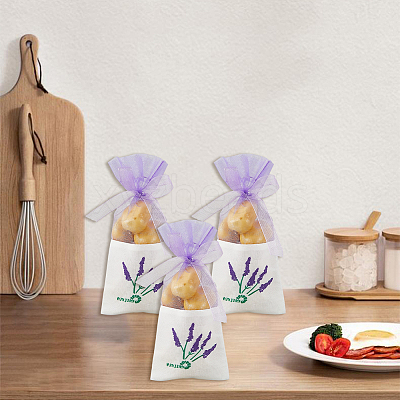 25Pcs Printed Cotton Organza Dried Flower Storage Drawstring Bags with Ribbon ABAG-SP0001-56B-1