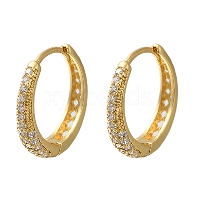 Rack Plating Brass Micro Pave Cubic Zirconia Hoop Earrings EJEW-H143-25G-01-1