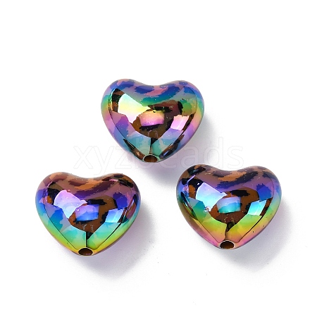 UV Plating Iridescent & Printed Opaque Acrylic Beads PACR-Q003-04A-1