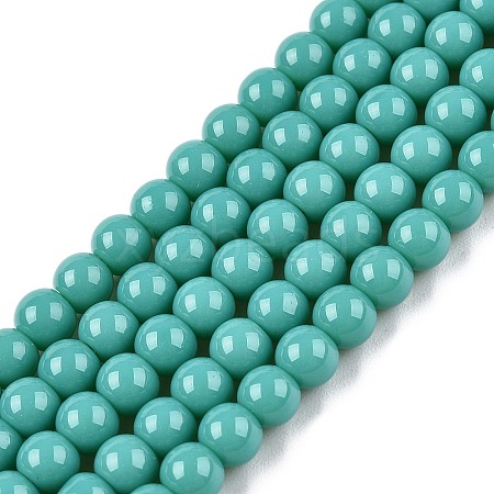 Opaque Solid Color Glass Beads Strands GLAA-T032-P8mm-12A-1