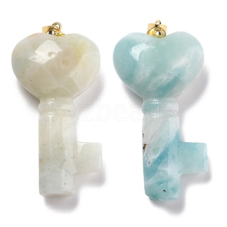 Natural Flower Amazonite Pendants G-B020-05G-06-1