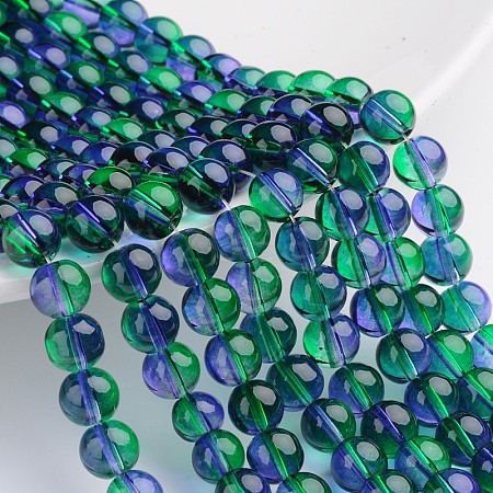 Spray Painted Transparent Glass Bead Strands DGLA-R023-8mm-02-1