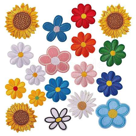 18Pcs 18 Style Computerized Embroidery Cloth Iron on/Sew on Patches DIY-SZ0006-58-1