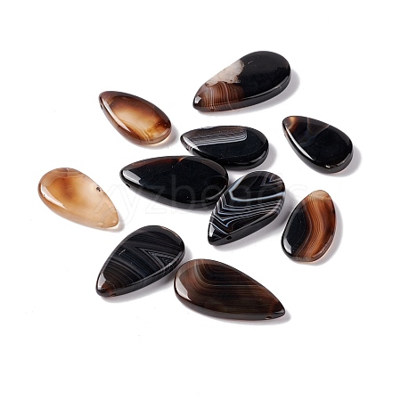 Natural Black Agate Pendants G-B030-13-1