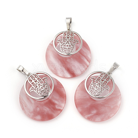 Cherry Quartz Glass Pendants KK-F751-K-A01-1