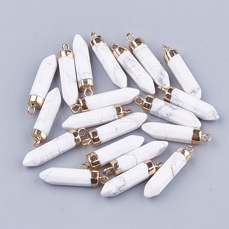 Electroplate Natural Howlite Pointed Pendants G-S344-07A-1