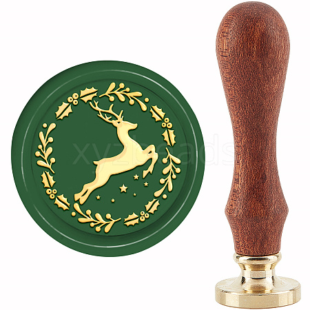 Brass Wax Seal Stamp with Handle AJEW-WH0184-0652-1