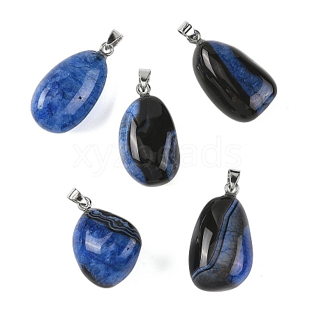 Natural Dyed & Heated Agate Tumbled Stone Pendants GG-K002-07E-1