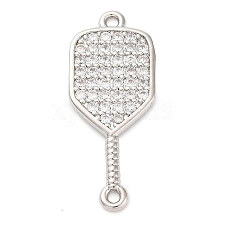 Brass Micro Pave Clear Cubic Zirconia Connector Charms KK-P288-01P-1