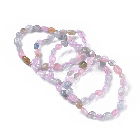 Natural Morganite Bead Stretch Bracelets BJEW-K213-49-1