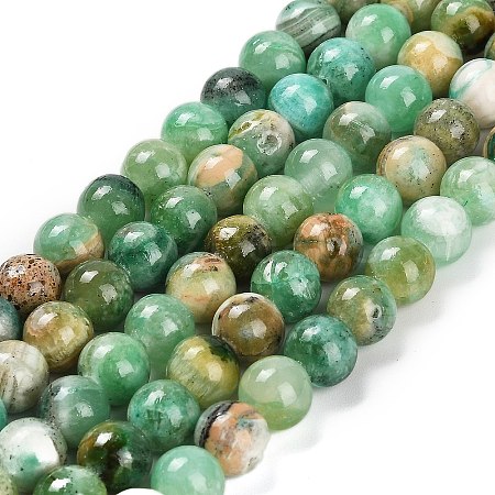 Natural Green Line Jasper  Beads Strands G-B128-A03-03-1