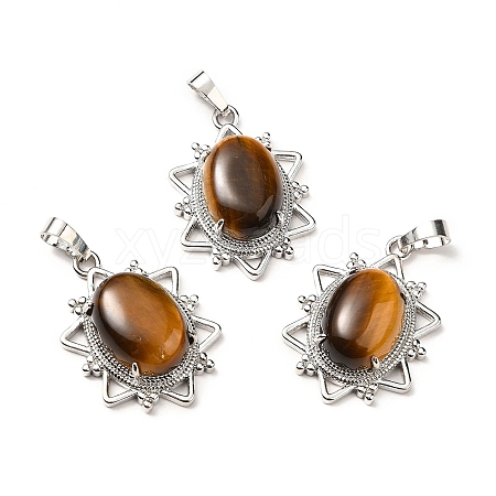 Natural Tiger Eye Pendants G-B033-03P-16-1