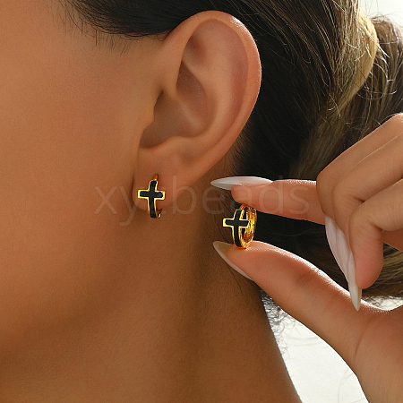 Vintage Cross Hoop Earrings VK7904-1