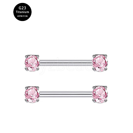 G23 Titanium Pink Cubic Zirconia Nipple Rings WG912A9-05-1