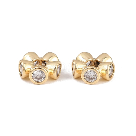 Brass Micro Pave Cubic Zirconia Beads KK-B157-19G-1