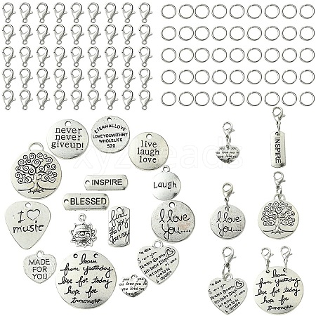 DIY Word Alloy Pendant Decoration Making Kit DIY-YW0008-90-1