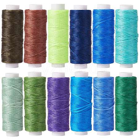 12Rolls 12 Colors Waxed Polyester Cord YC-SZ0001-03D-1