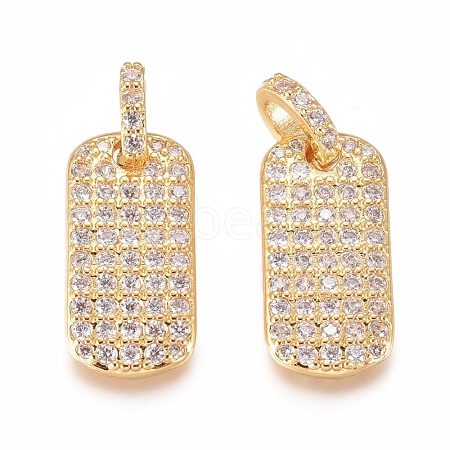 Brass Micro Pave Cubic Zirconia Pendants X-KK-D156-03G-1