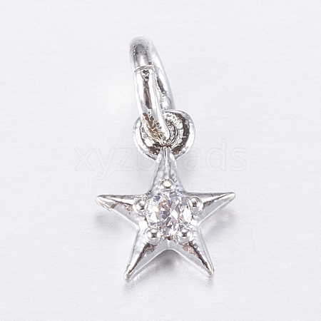 Brass Micro Pave Cubic Zirconia Charms ZIRC-E135-30P-1