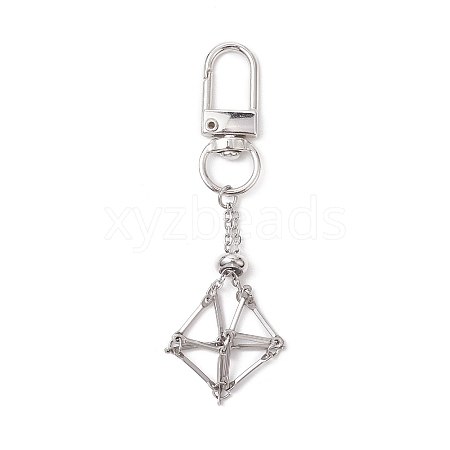 Stainless Steel Braided Chain Macrame Pouch Empty Stone Holder Pendant Decorations HJEW-JM02054-1