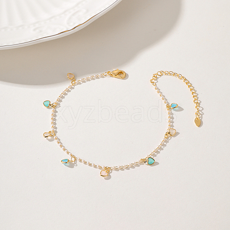 Fashionable Colorful Heart-shaped Cubic Zirconia Tassel Anklets RT6766-1