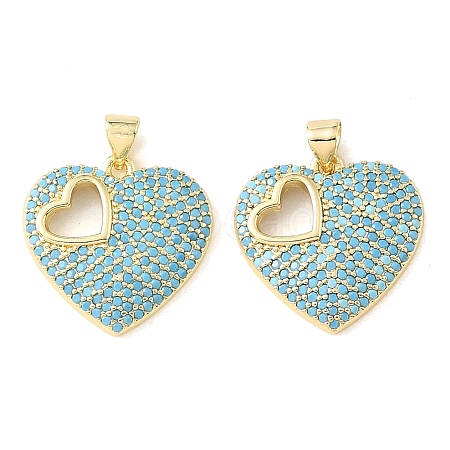 Brass Micro Pave Sky Blue Cubic Zirconia Pendants CU-CBA6938-07G-02-1
