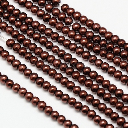 Eco-Friendly Dyed Glass Pearl Round Beads Strands HY-A002-4mm-RB039-1
