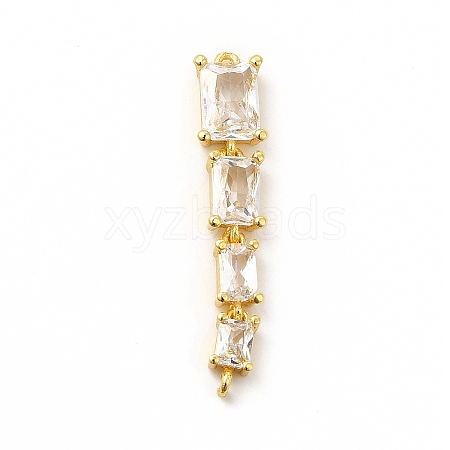 Brass Pave Cubic Zirconia Connector Charms KK-G458-01G-05-1